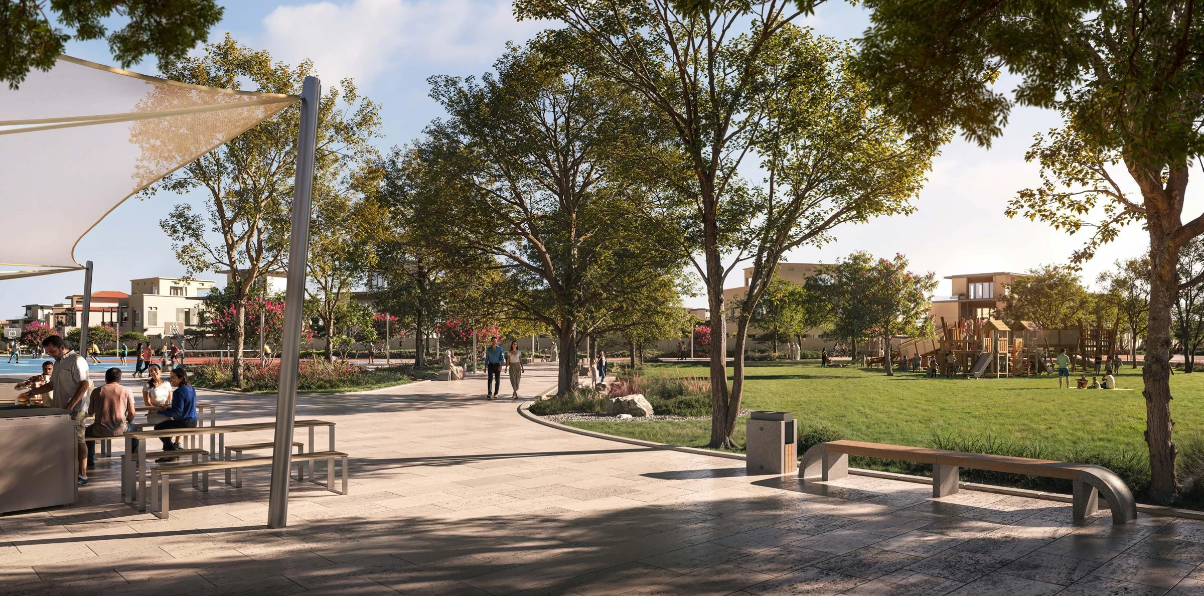 Wadeem community brochure render — Space to come together.